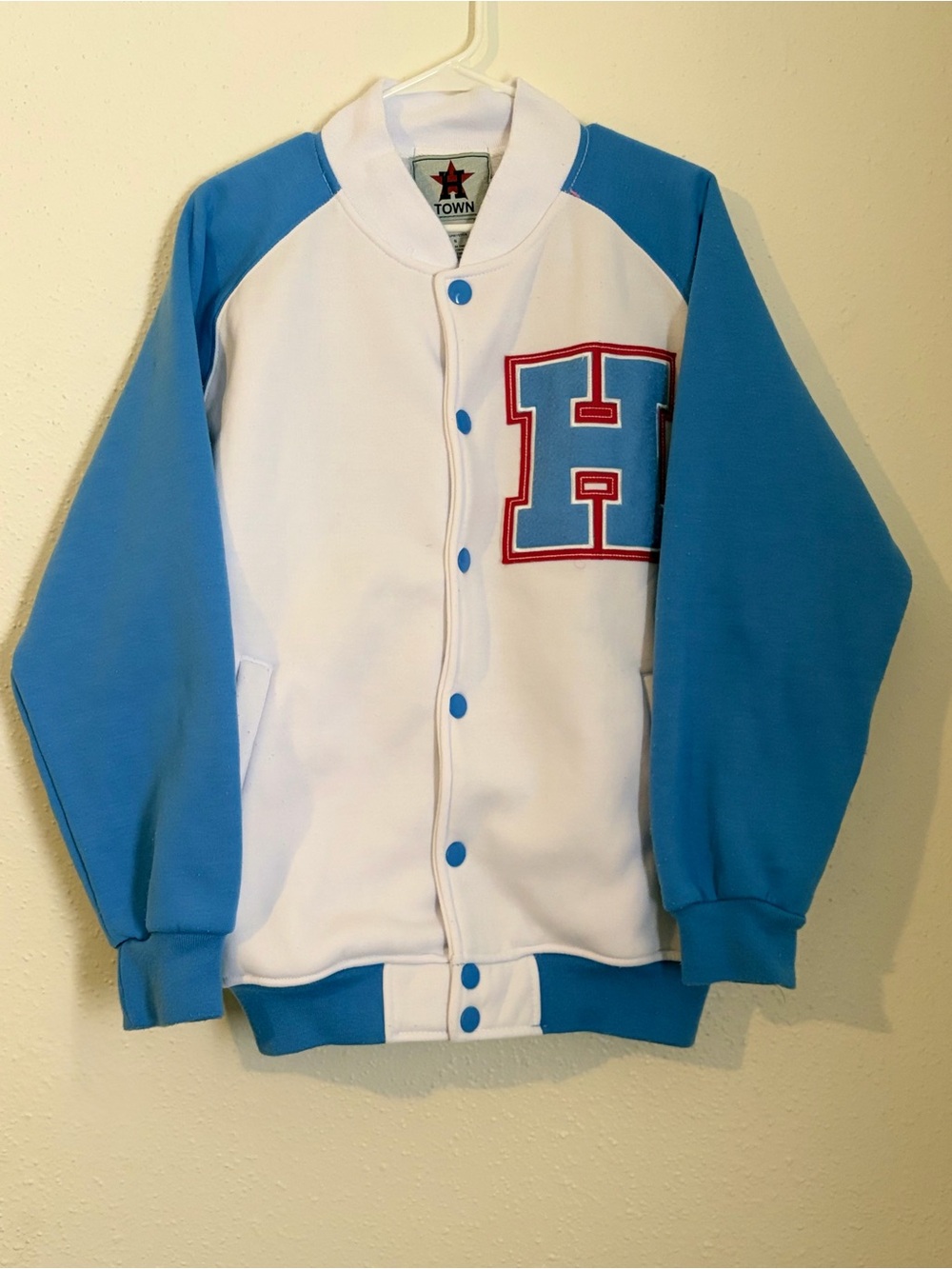 Houston Oilers Jacket White/ Light Blue Letterman Style NFL Small
